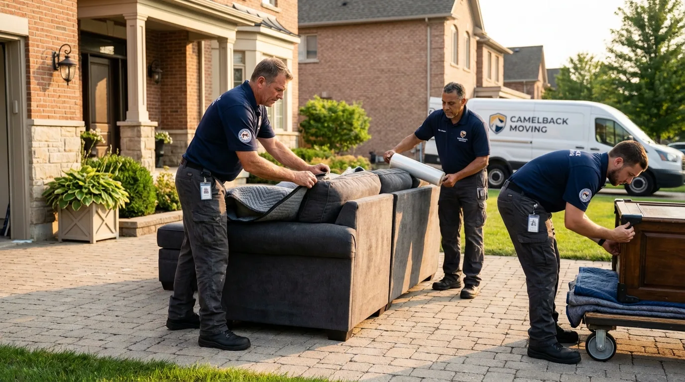 Large estate moving crew wrapping furniture in Durand, WI