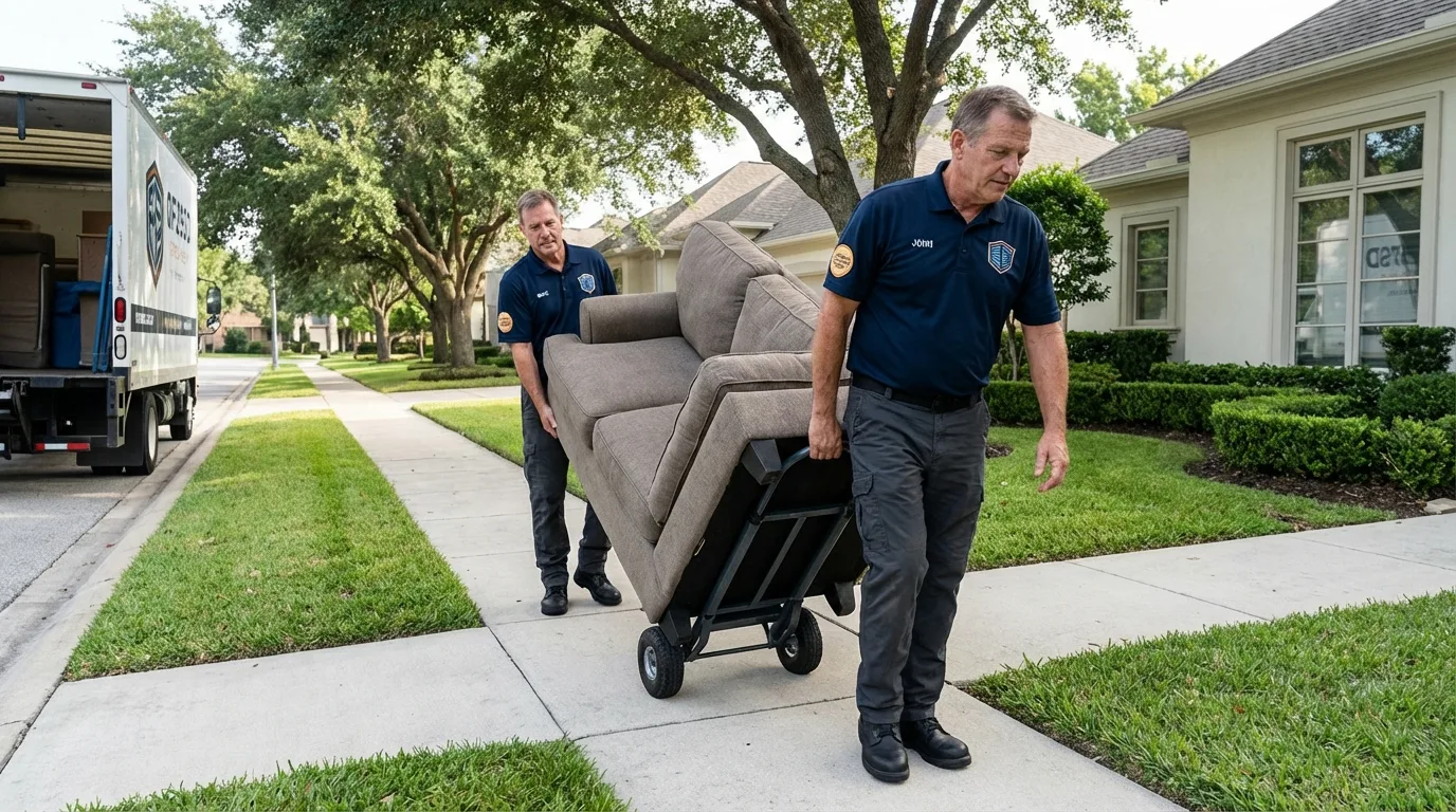 Local residential moving crew loading furniture in Durand, WI